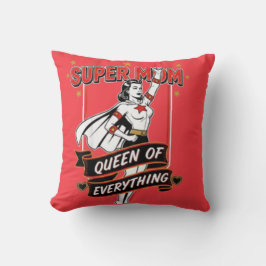 Retro Super Mom Queen of Everything Art Tee Kussen