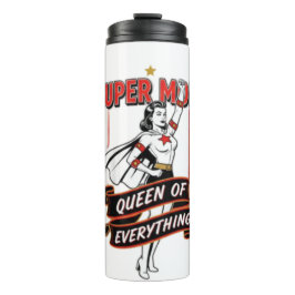 Retro Super Mom Queen of Everything Art Tee Thermosbeker