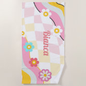 Retro Super Nom personnalisé serviette de plage Br (Devant)