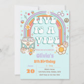 Retro Super Rainbow 5e anniversaire Invitation (Devant)