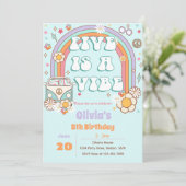 Retro Super Rainbow 5e anniversaire Invitation (Debout devant)