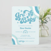 Retro Super Wavy Baby Boy Shower Invitation (Debout devant)