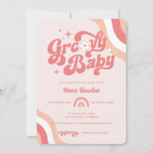 Retro Super Wavy Baby Girl Shower Invitation (Devant)