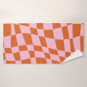 Retro Super Wavy Psychedelic Checkerboard Vérifier (Serviette de bain)