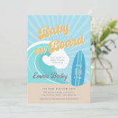 Retro Surf Thema Baby Borrel Kaart (Staand voorkant)
