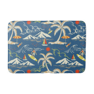 Retro Surf Tropical Patroon Badmat