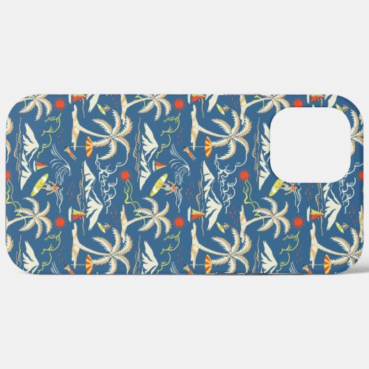 Retro Surf Tropical Patroon Case-Mate iPhone Case (Achterkant (horizontaal))