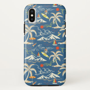 Retro Surf Tropical Patroon iPhone XS Hoesje