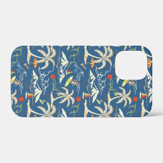 Retro Surf Tropical Patroon Case-Mate iPhone Case (Achterkant (horizontaal))