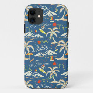 Retro Surf Tropical Patroon iPhone 11 Hoesje