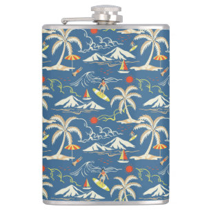 Retro Surf Tropical Patroon Heupfles