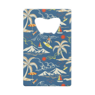 Retro Surf Tropical Patroon Kredietkaart Flessenopener