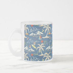Retro Surf Tropical Patroon Matglas Koffiemok