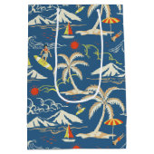 Retro Surf Tropical Patroon Medium Cadeauzakje (Achterkant)