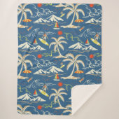 Retro Surf Tropical Patroon Sherpa Deken (Voorkant)