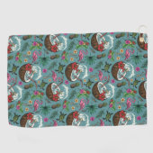 Retro-surf tropisch gevlekt patroon golfhanddoek (Horizontaal)