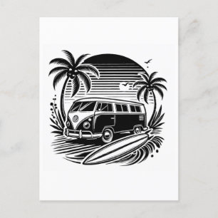 Retro Surf Van & Palm Trees Holiday Briefkaart
