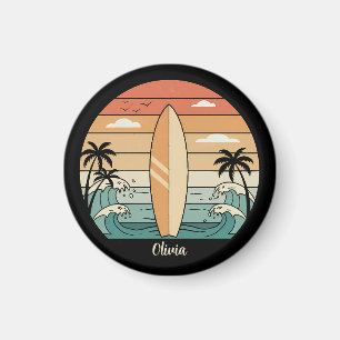 Retro Surf Vibes - Surfplank & Golven Magneet