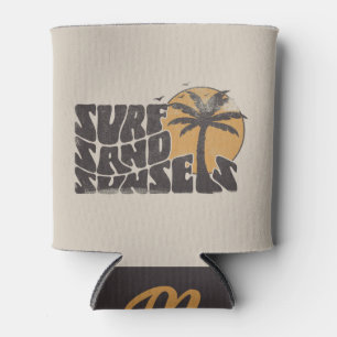 Retro Surf Zand Zonsondergangen Palm Tree Beach Vi Blikjeskoeler