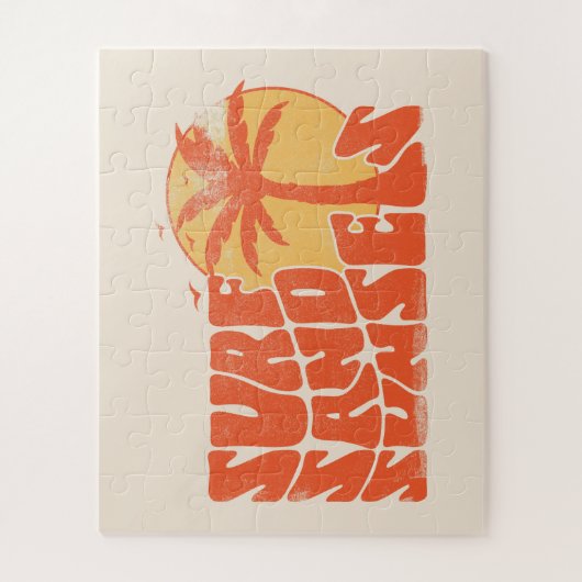 Retro Surf Zand Zonsondergangen Palm Tree Beach Vi Legpuzzel (Verticaal)