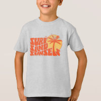 Retro Surf Zand Zonsondergangen Palm Tree Beach Vi