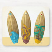 Retro surfboard trio strand muismat (Voorkant)