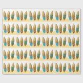 Retro surfboard triomzomersstrand cadeaupapier (Vlak)