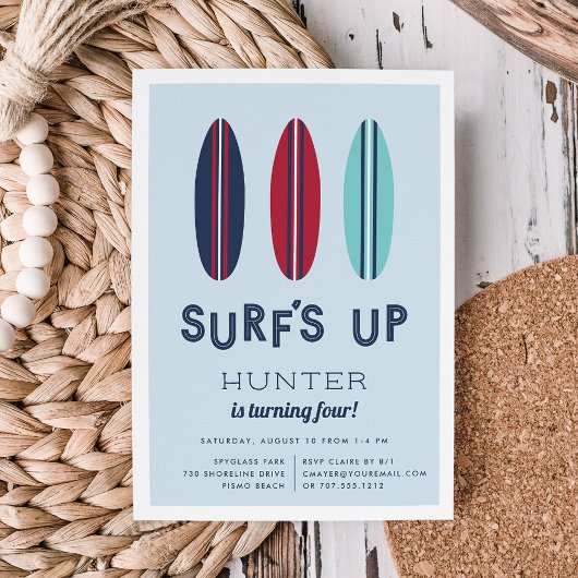 Retro Surfboards Anniversaire Fête Invitation