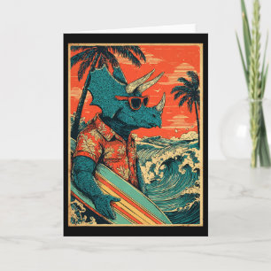 Retro surfen dinosaurus Hawaii zomer Triceratops S Kaart