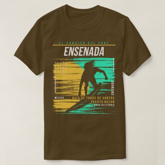 Retro Surfen Ensenada Mexico Surfer Beach T-shirt (Design voorkant)