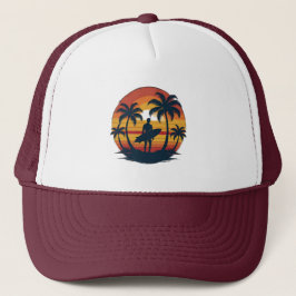 Retro Surfen T-shirt – 70s Sunset Beach D Trucker Pet