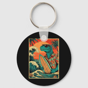 Retro surfen Tyrannosaurus Hawaiaanse zomer dinosa Sleutelhanger