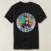Retro Surfer Babe Badge Jeffreys Bay Zuid-Afrika T-shirt (Design voorkant)