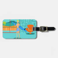 Retro Surfer-Bagagelabel