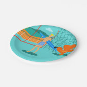 Retro Surfer-Borden Papieren Bordje (Gekanteld)