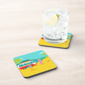 Retro Surfer Couple Hard Plastic Onderzetters (Rechterzijde)