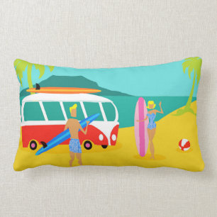 Retro Surfer Couple Lumbar Pillow Kussen