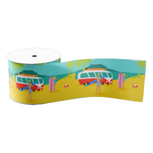 Retro Surfer Couple Ribbon Grosgrain Lint