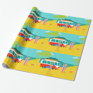 Retro Surfer Couple Wrapping Paper Cadeaupapier