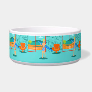 Retro Surfer Dude Keramische Pet Bowl Voerbakje