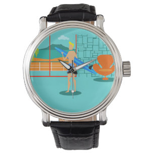 Retro Surfer Dude Mannen Horloge