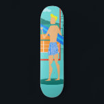 Retro Surfer Dude Skateboard<br><div class="desc">Chaque jour peut être une journée à la plage avec ce Retro Surfer Dude Skateboard. Le style des années 1960, minimaliste design d'art, est doté d'un mec surfeur baisé au soleil, blond et prêt à attraper une vague. Notre surfeur en forme regarde l'océan à travers les portes coulissantes en verre...</div>