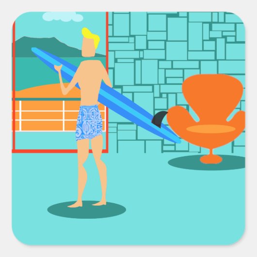 Retro Surfer Dude Stickers (Voorkant)