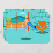  Retro Surfer Dude Uitnodiging (Voorkant / Achterkant)