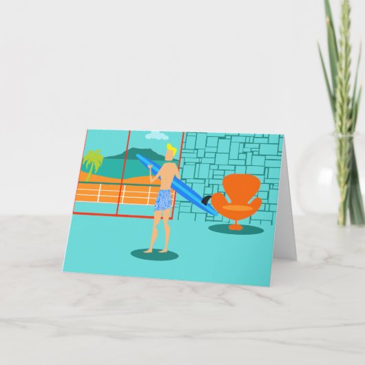 Retro Surfer Dude Wenskaart Kaart (Voorkant)