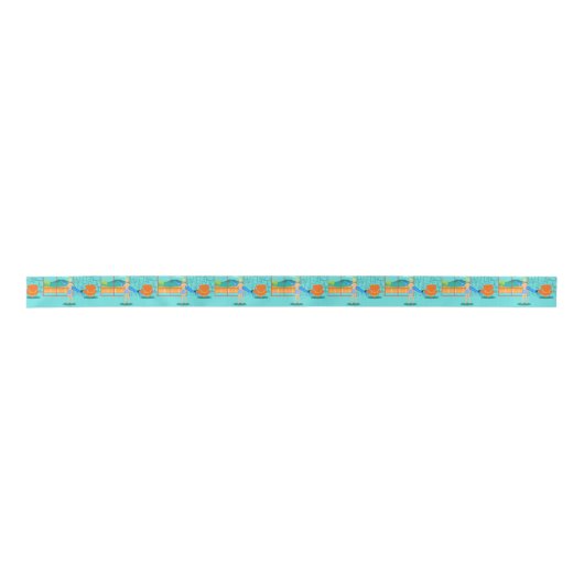 Retro Surfer Kerst Satin Ribbon Lint (Voorkant)