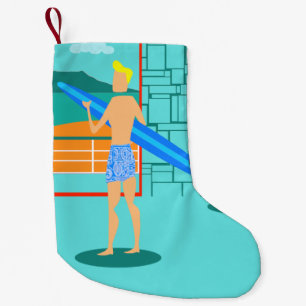 Retro Surfer Kerst Stocking Kleine Kerstsok