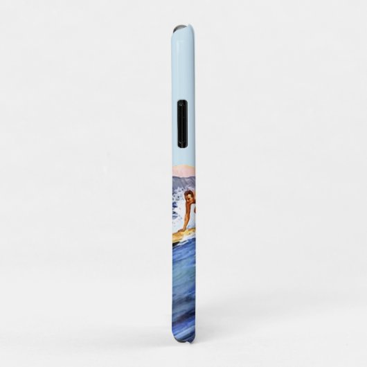Retro Surfer Waves Zomer Blauw Monogram Case-Mate iPhone Case (Achterkant/rechts)