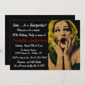 Retro Surprise Anniversaire Fête Invitation pour e (Devant / Derrière)