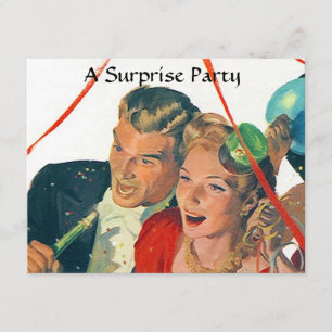 Retro Surprise Party Celebrate Verloving nodigt ui Kaart